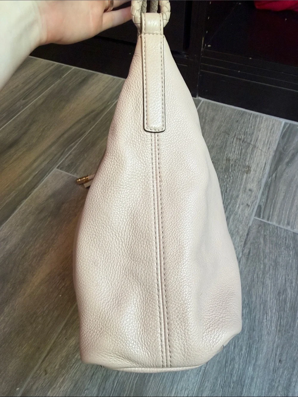 Michael Kors Blush Pebbled Leather Hobo with Braided Strap